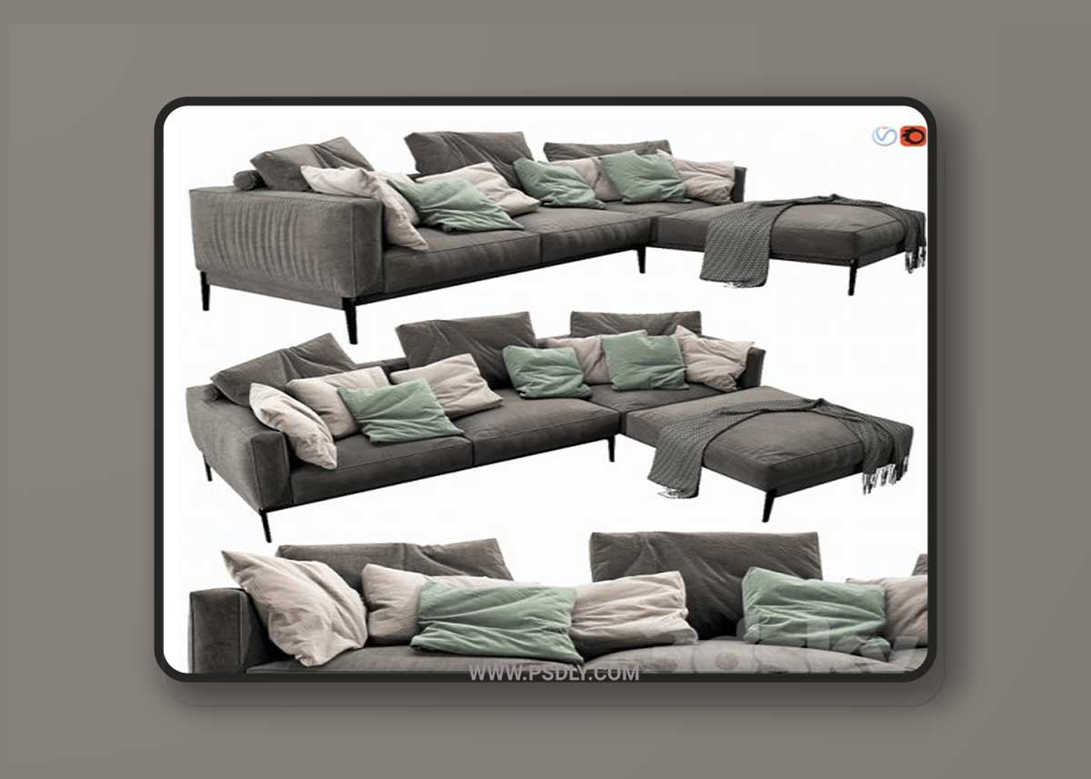 Flexform Romeo Chaise Lounge 3D Model
