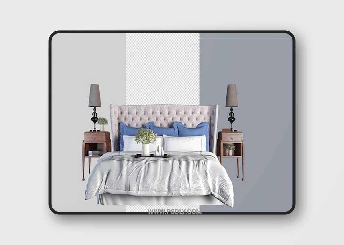 Front view bedroom in 3d rendering