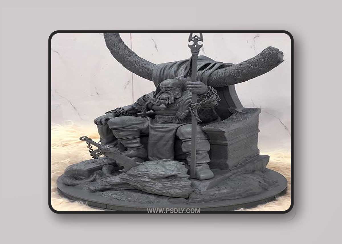 Kratos on Throne 3D Printable 3D Model