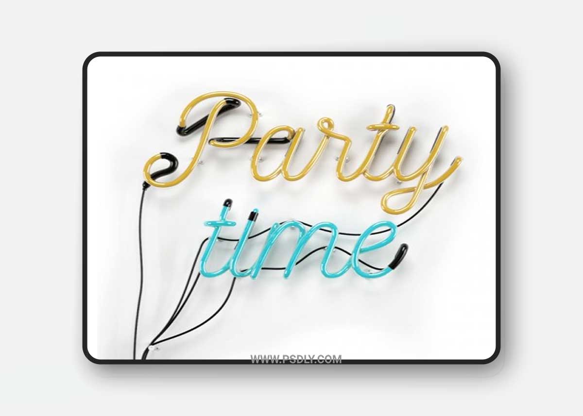 Neon inscription Party time 3D Model