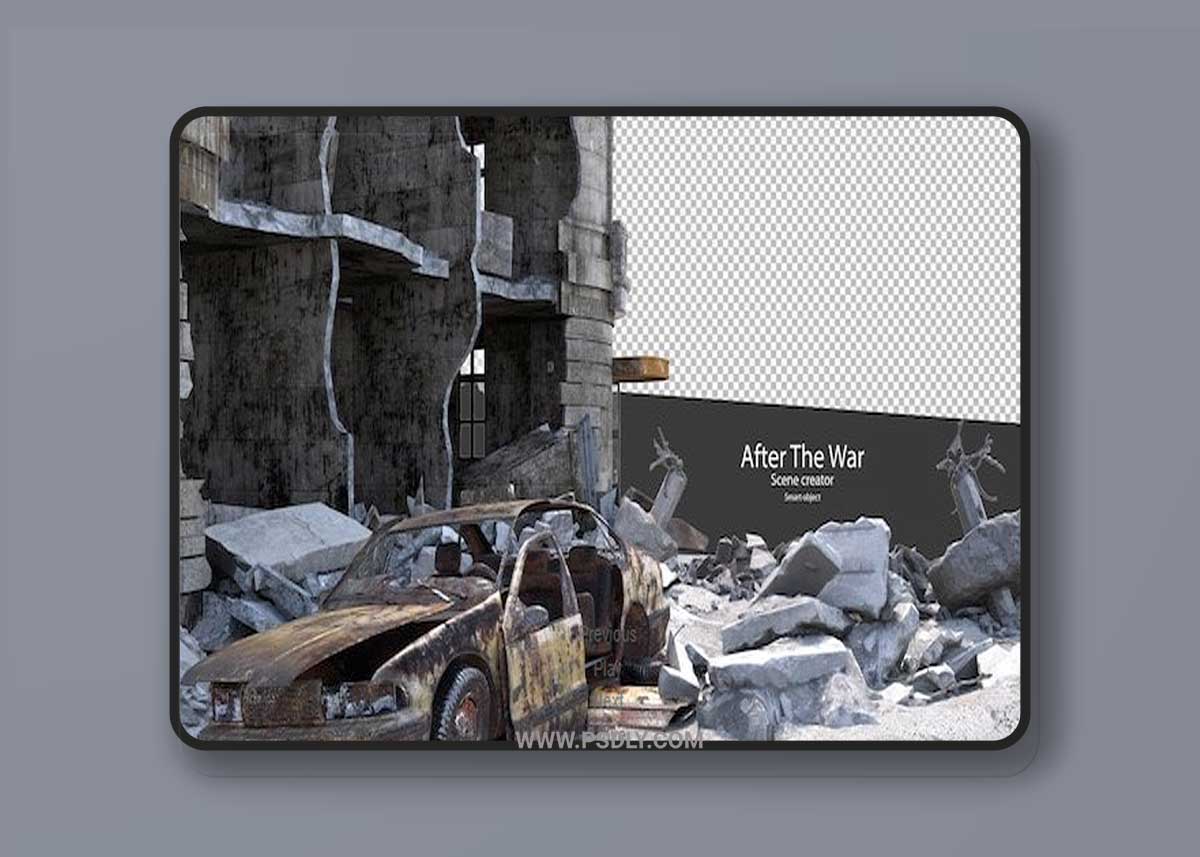 Ruined cities after war damaged cities Premium Psd