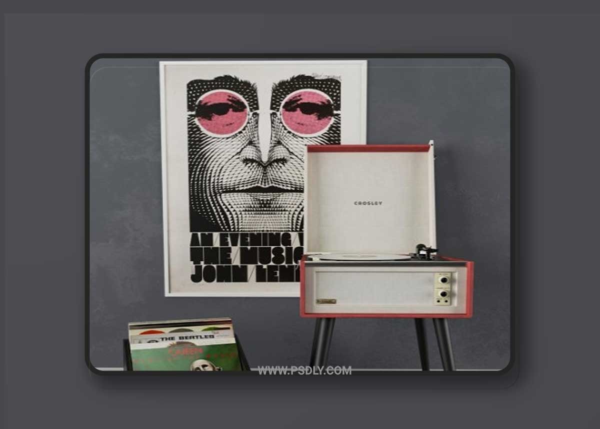 Standing Vinyl record player set 3D Model