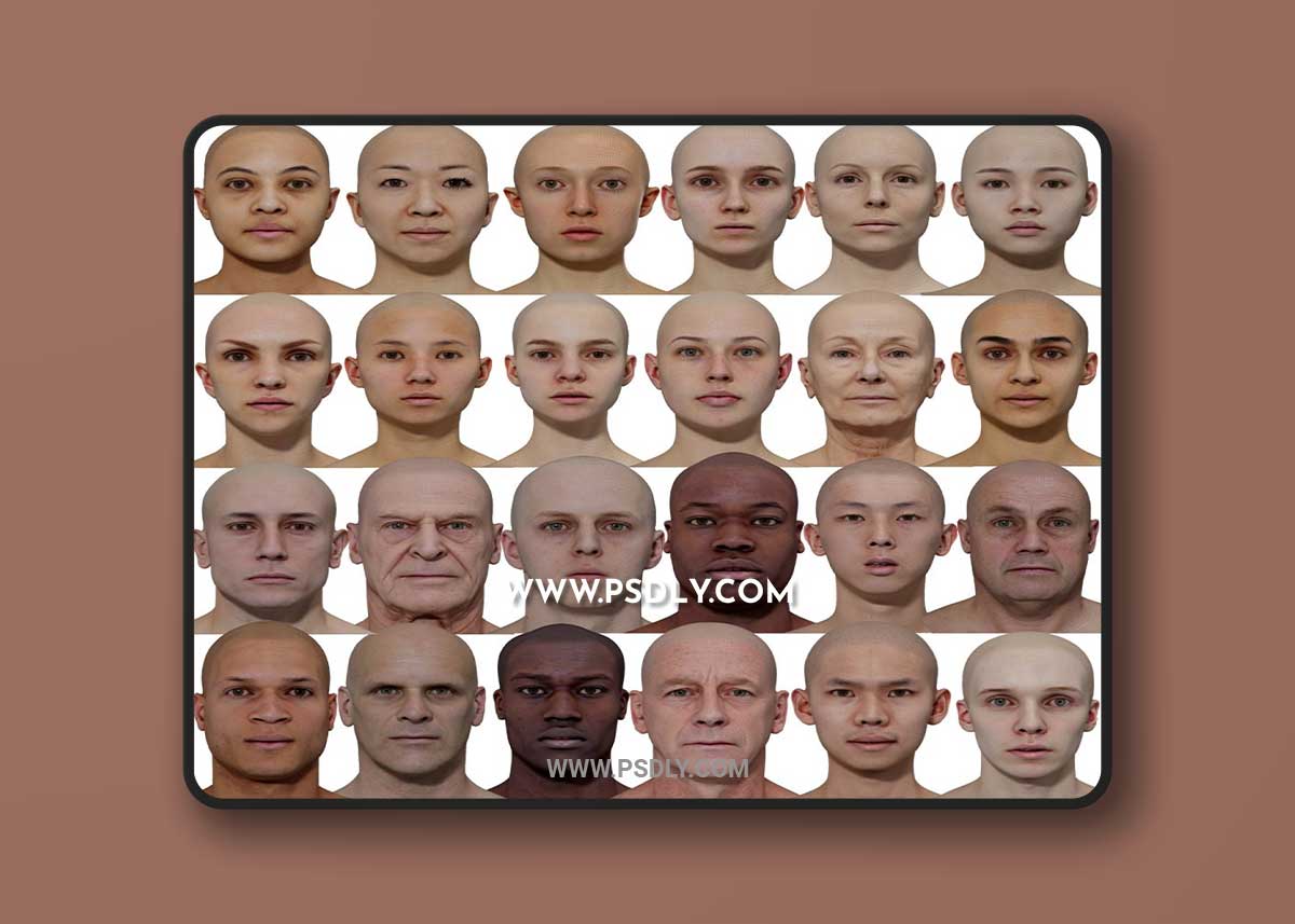 3D Scan Store – Male and Female 3D model Bundle 48x Head Scans