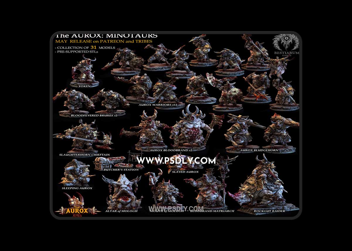 Bestiarum Miniatures Aurox Minotaurs Part 1 May 2022 3D