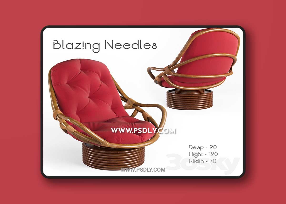 Blazing Needles Chair Cushion 3D Model