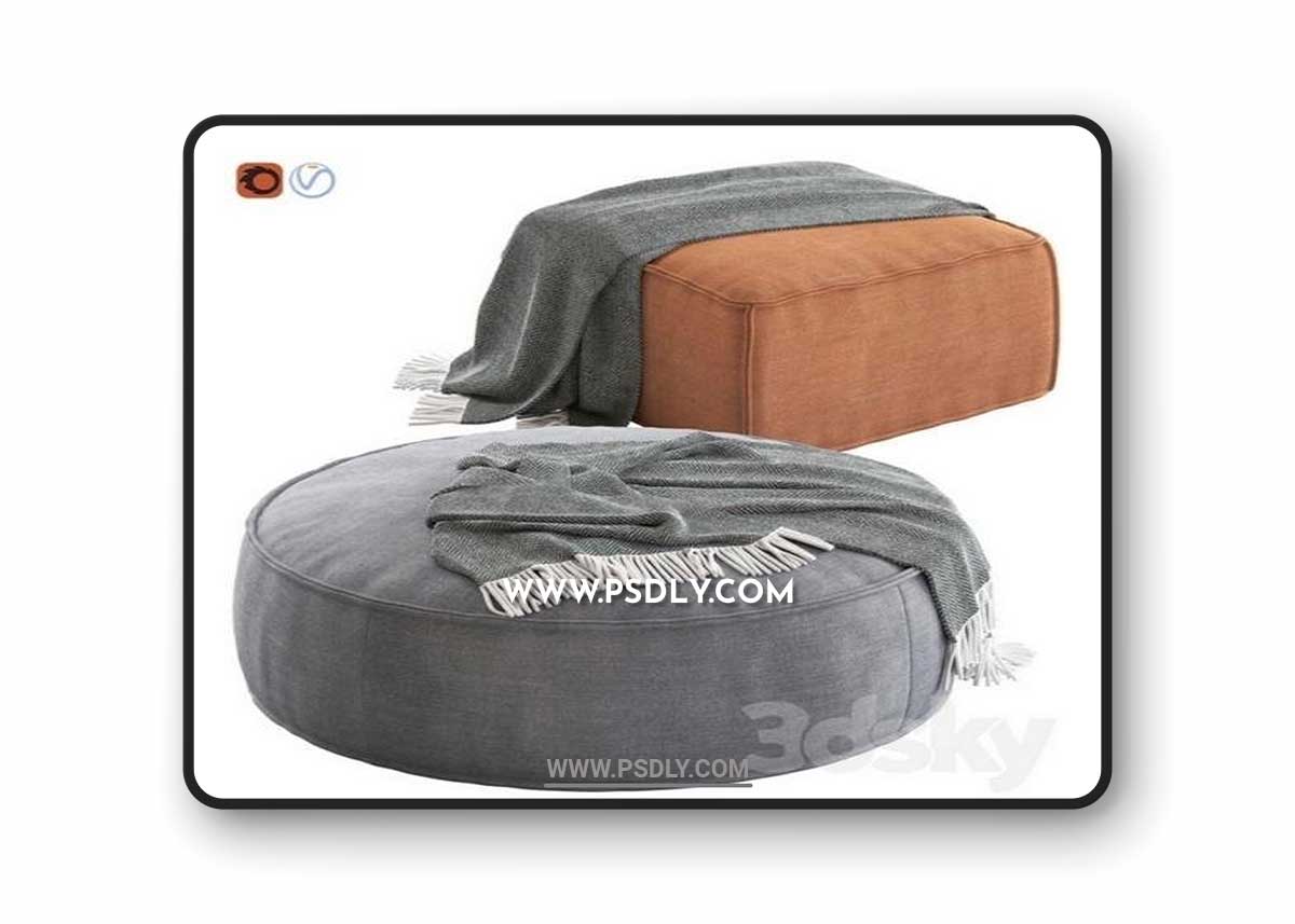 Globewest Orlando Seamed Ottoman 3D Model