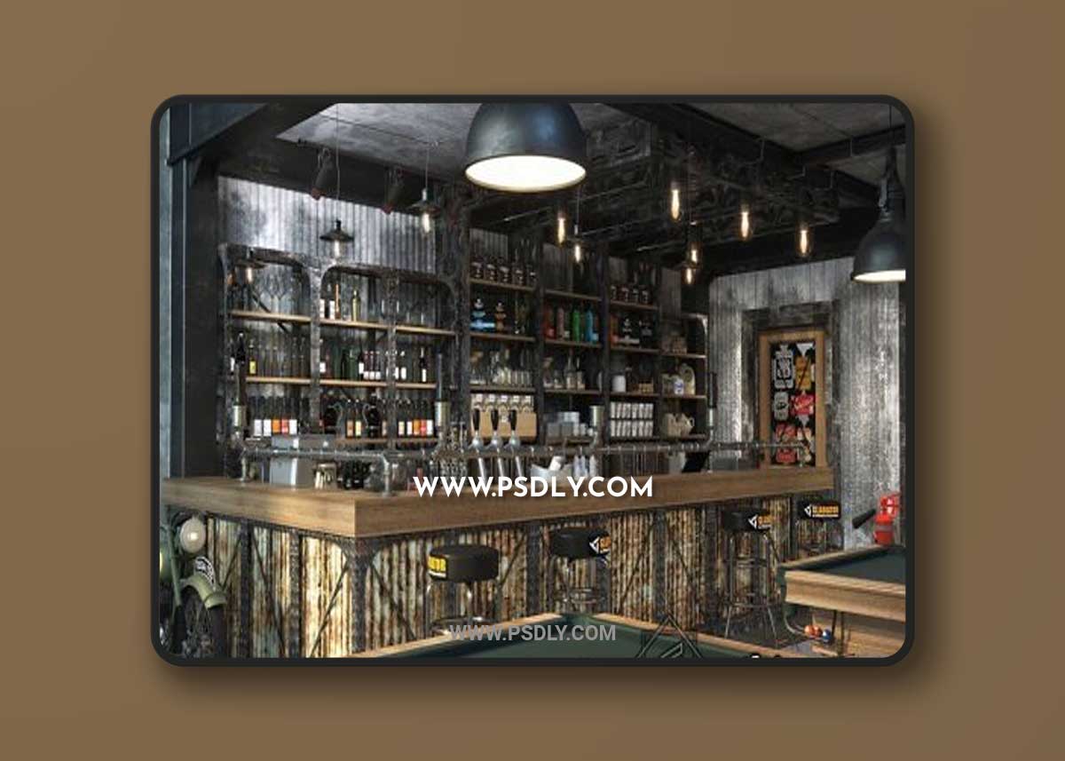 Interior Coffee Scene By TriSi 3D Model