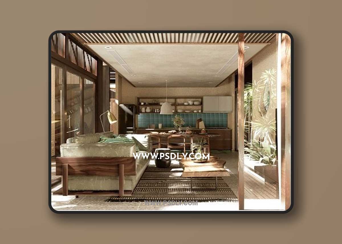 Kitchen-Living and Bedroom Scene By HienDotihi