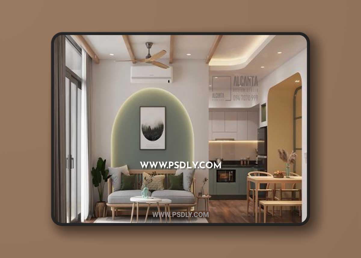 Living Room – Kitchen Interior by Nguyen 3D Model