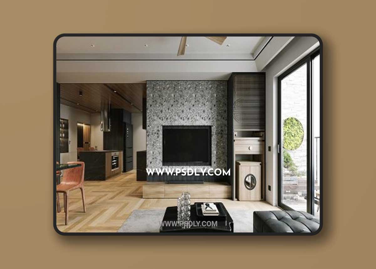 Living Room – Kitchen Interior by Nguyen The Dinh 3D Model