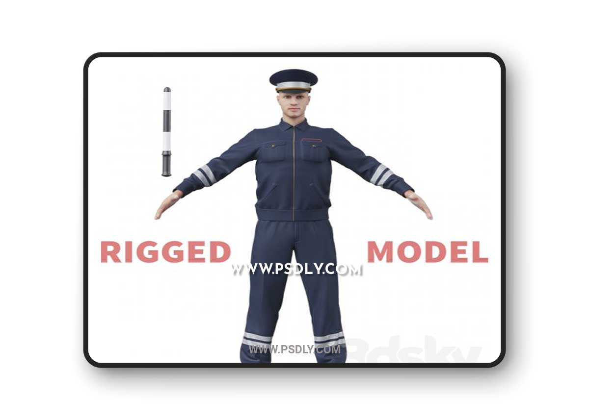 Policeman. Inspector (RIGGED) 3D Model