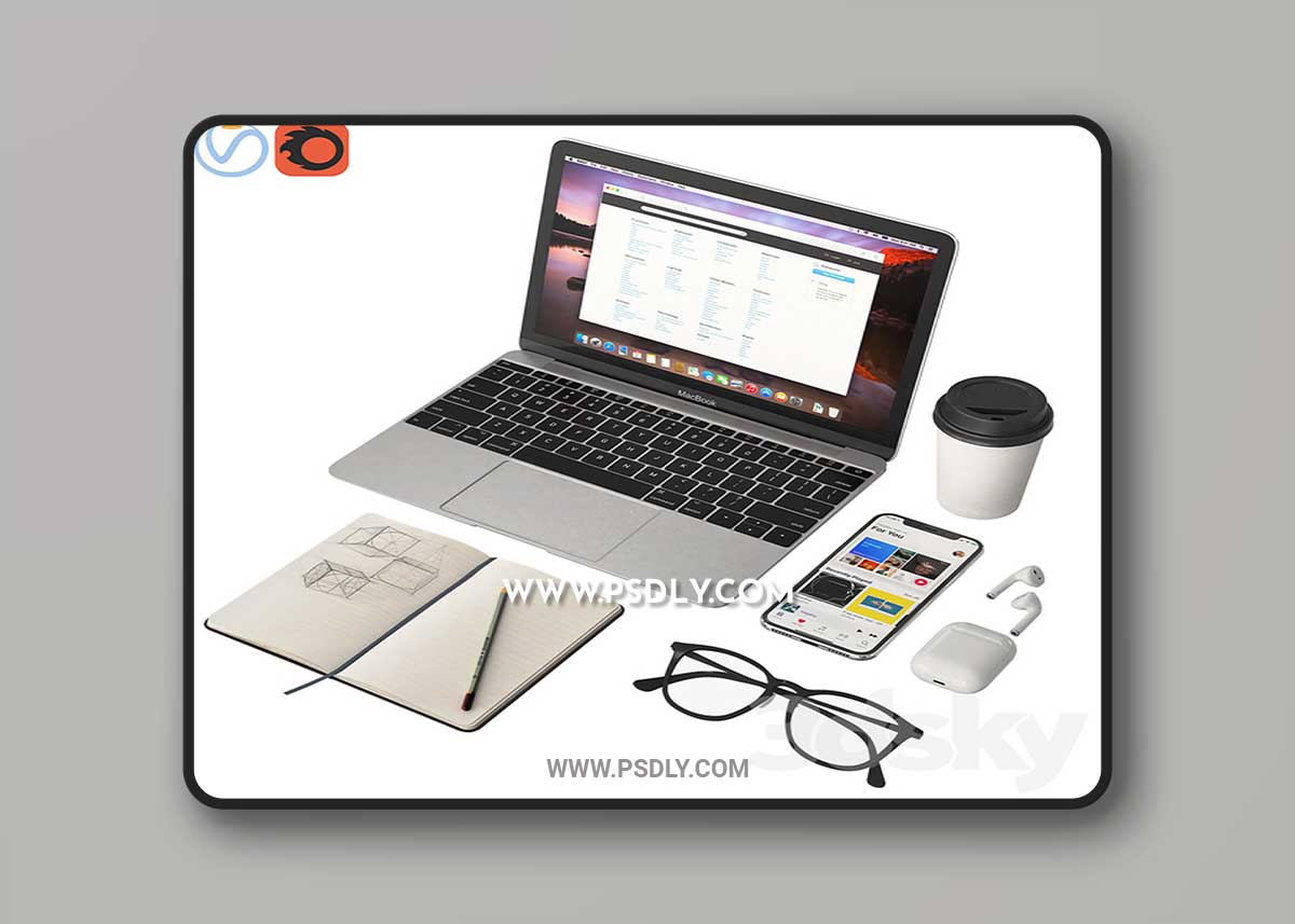 Workplace MacBook 12 3D Model