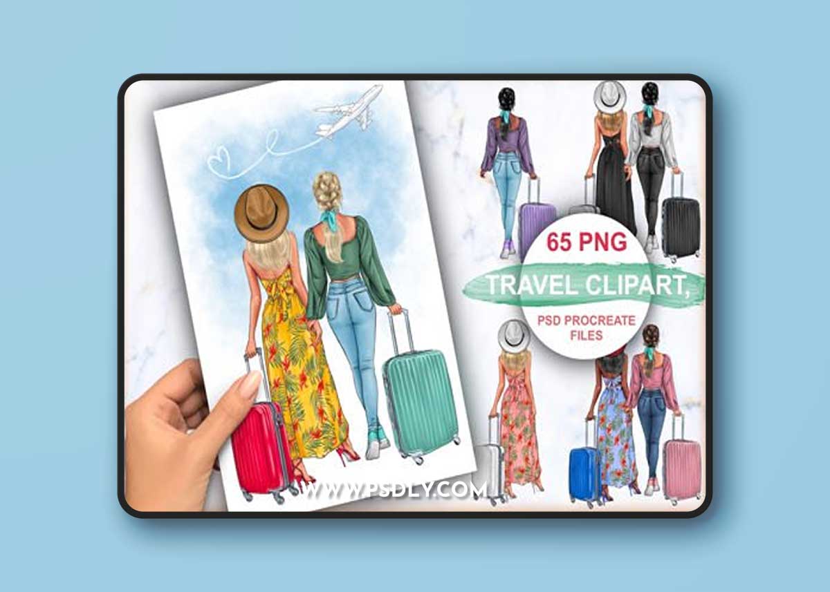 60+ Travel Cliparts for Photoshop & Procreate