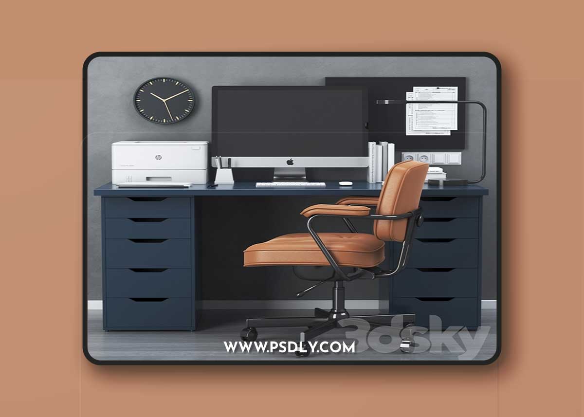 IKEA office workplace with ALEX table and ALEFJÄLL chair