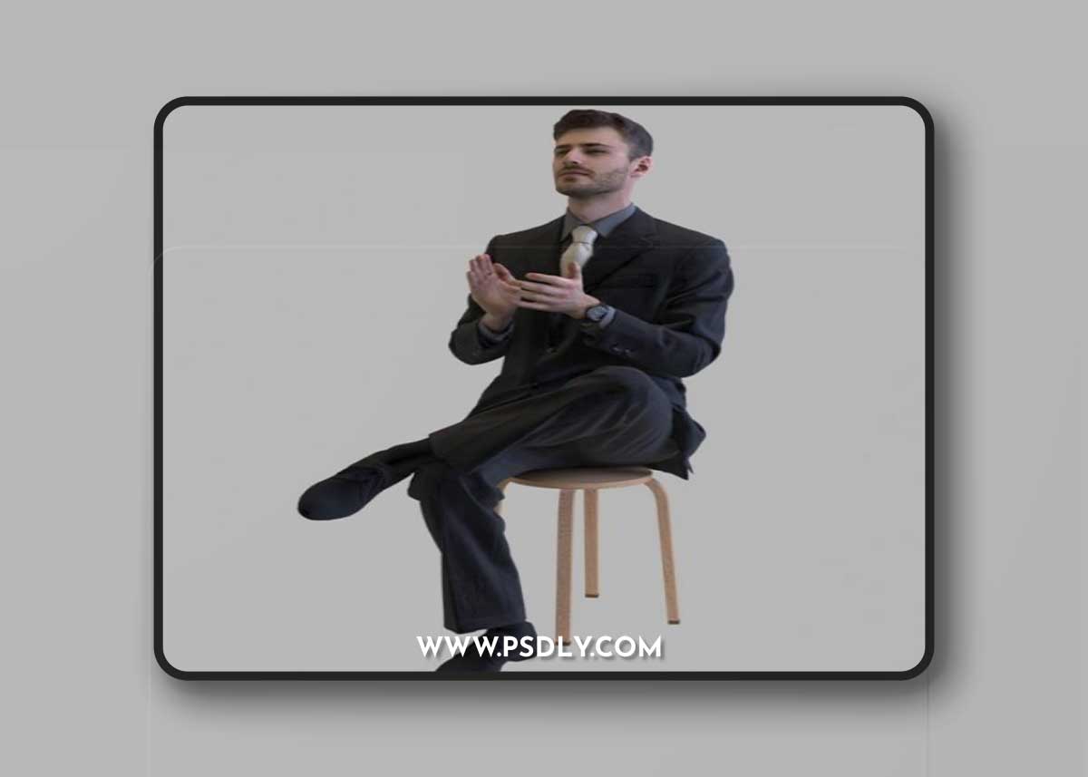 Man Sitting on the Stool 3D Model