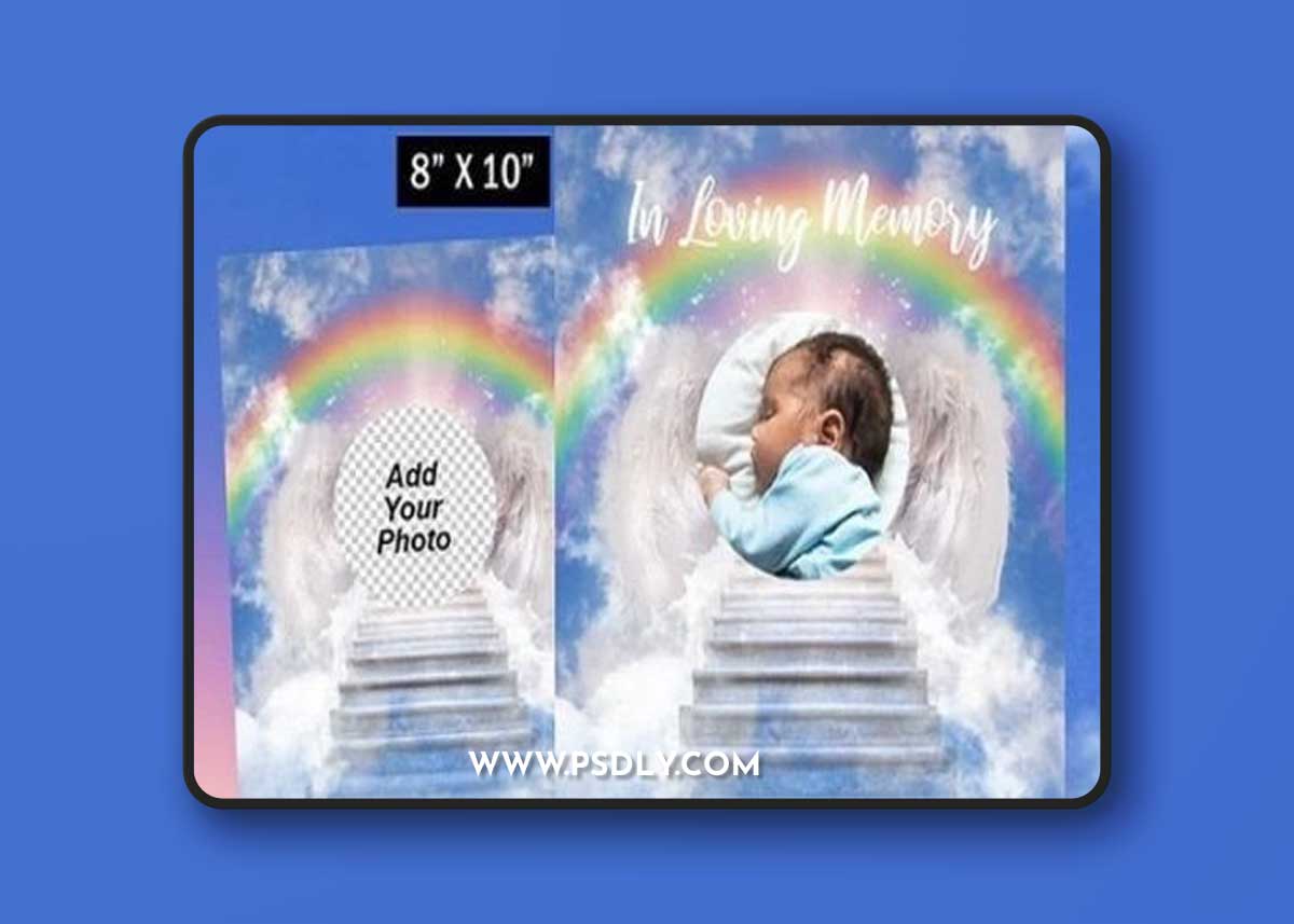 RIP Memorial Angel Wings Photo Template