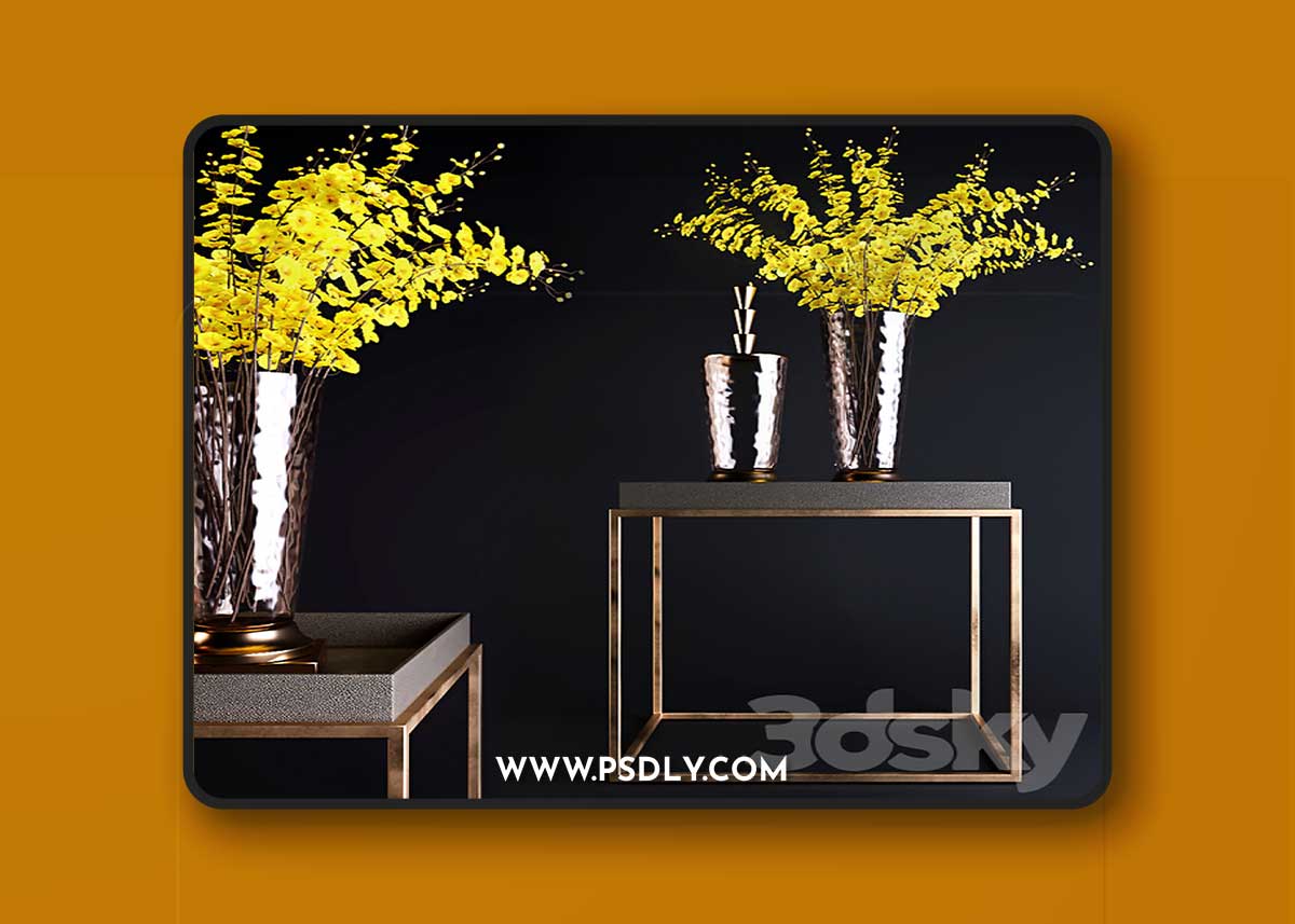 Tables Rh and yellow flowers2 3D Model