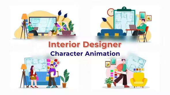 Videohive Interior Designer Explainer Animation Scene 38194996