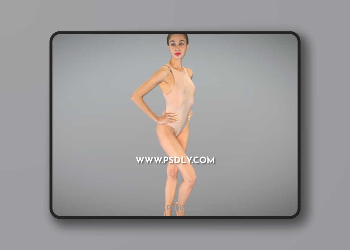 Attractive woman in nude bodysuit posing 223