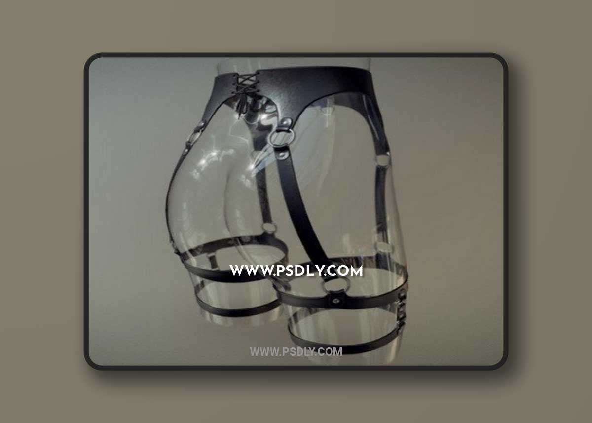 BDSM Leather Hips Belt Bondage Portupeya 3D Model