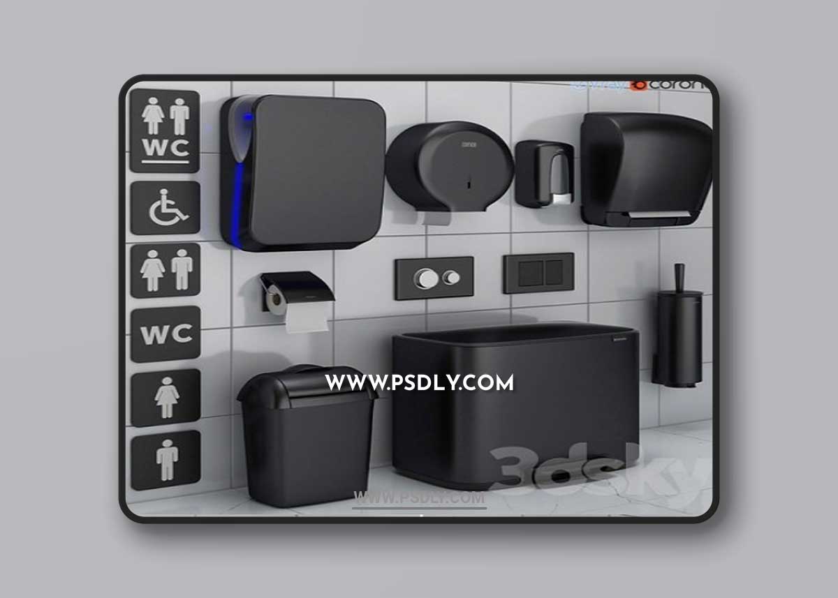 Bathroom accessories set 72 black (Jofel, Brabantia, Satino Black, BXG, Katrin, Viega)