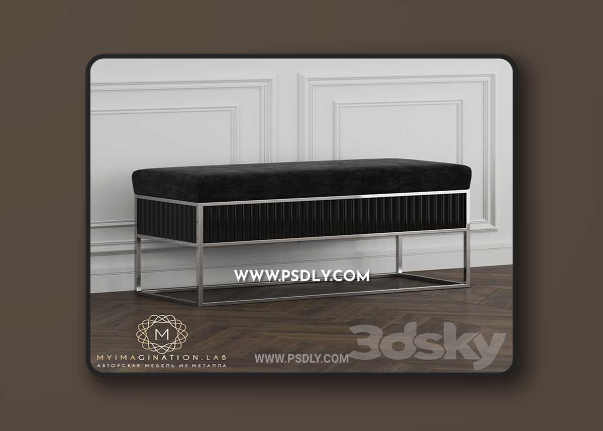 Bench my imagination bucket black 3D Model