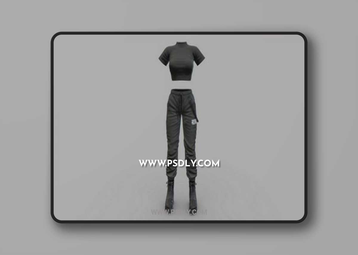 Black Cargo Outfit 3D Model