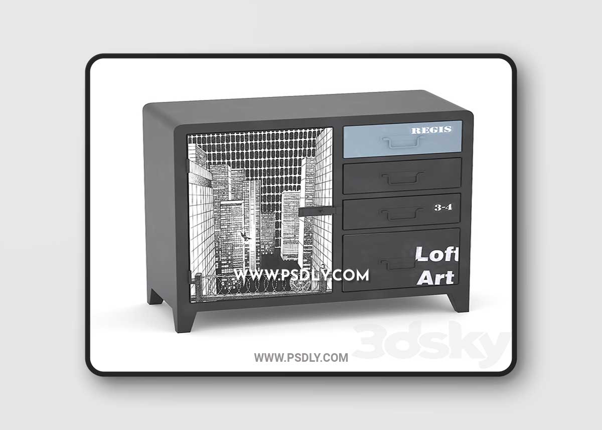 Black and White locker loft art 3D Model