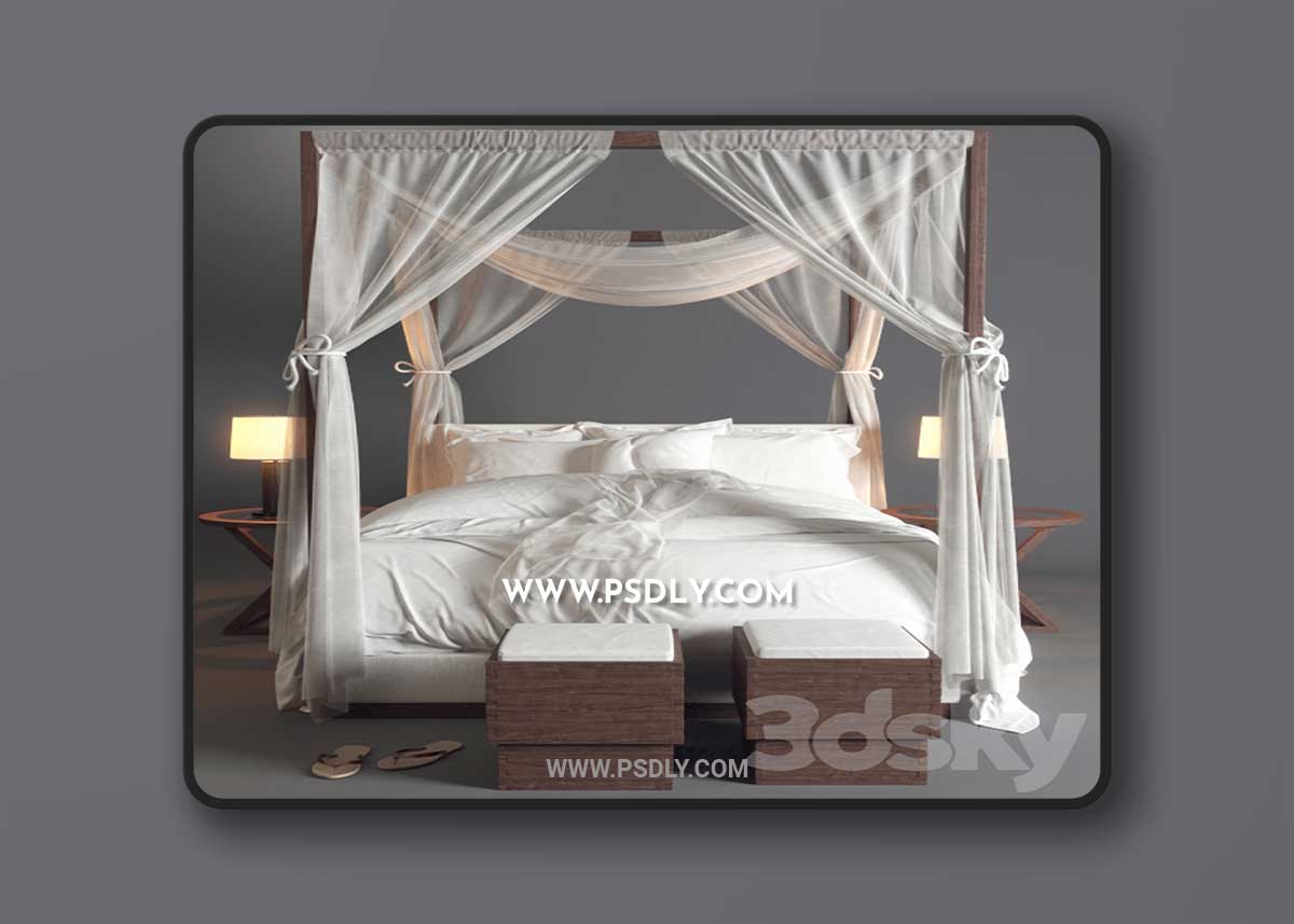 Desert Modern Canopy Bed Ralph Lauren (vray GGX)