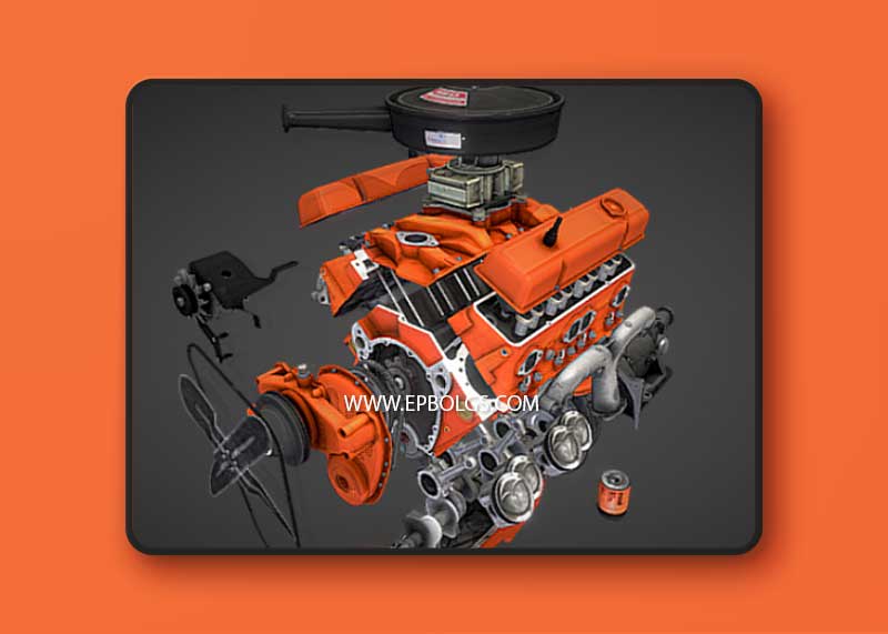 Disassembled V8 Small Block engine 3D Model