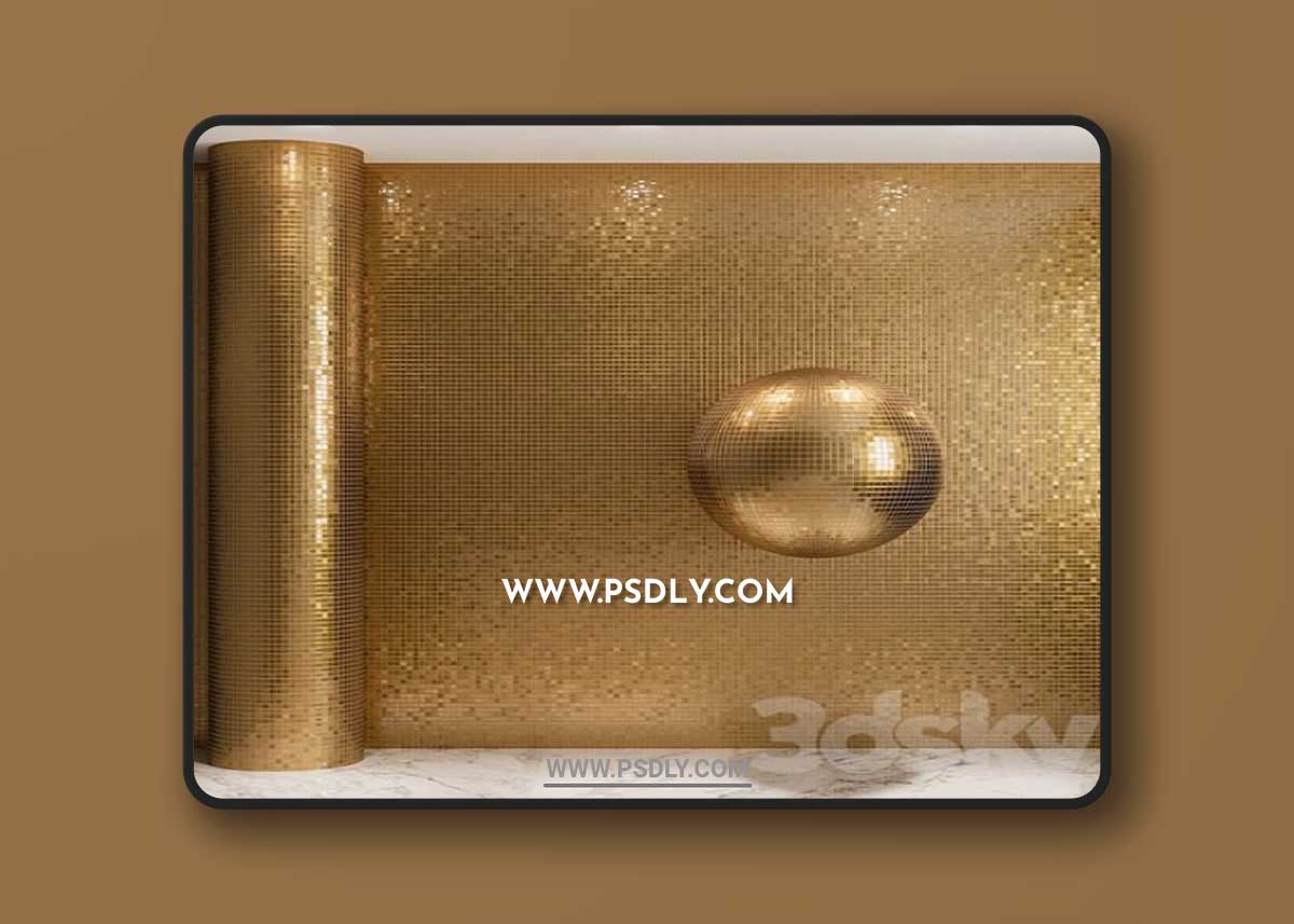 Gold mosaic material on glass 3D Model