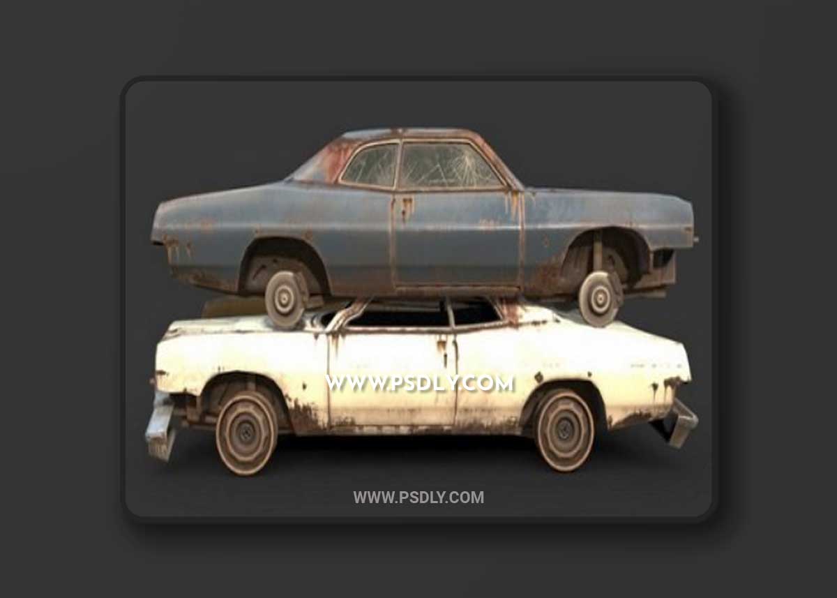 Junkyard Wreck Stack 3D Model