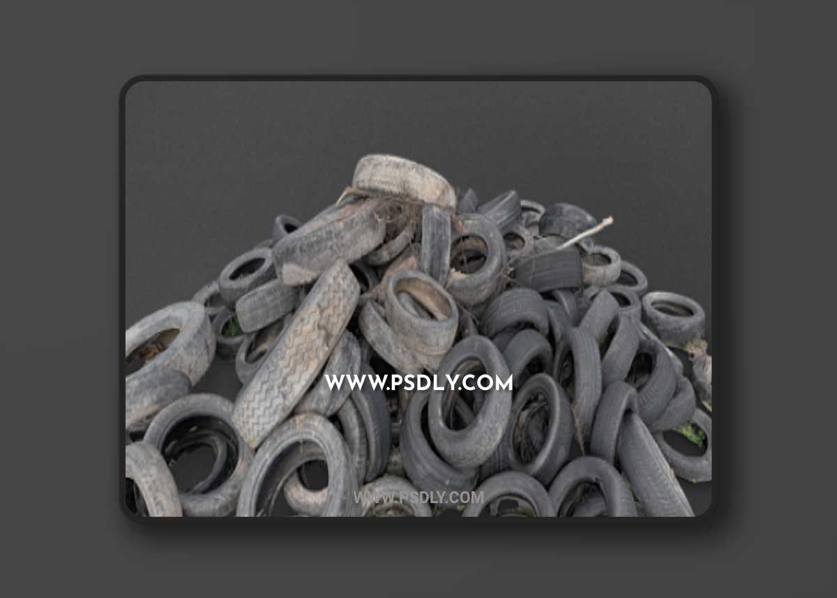 Pile of tyres in mud 3D Model