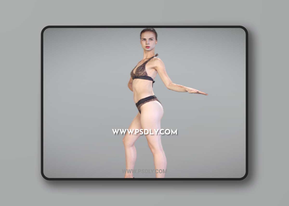 Sexy brunette in a leopard swimsuit 3d Scanned