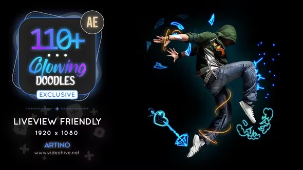 Videohive 110 Glowing Doodles Pack 38543976