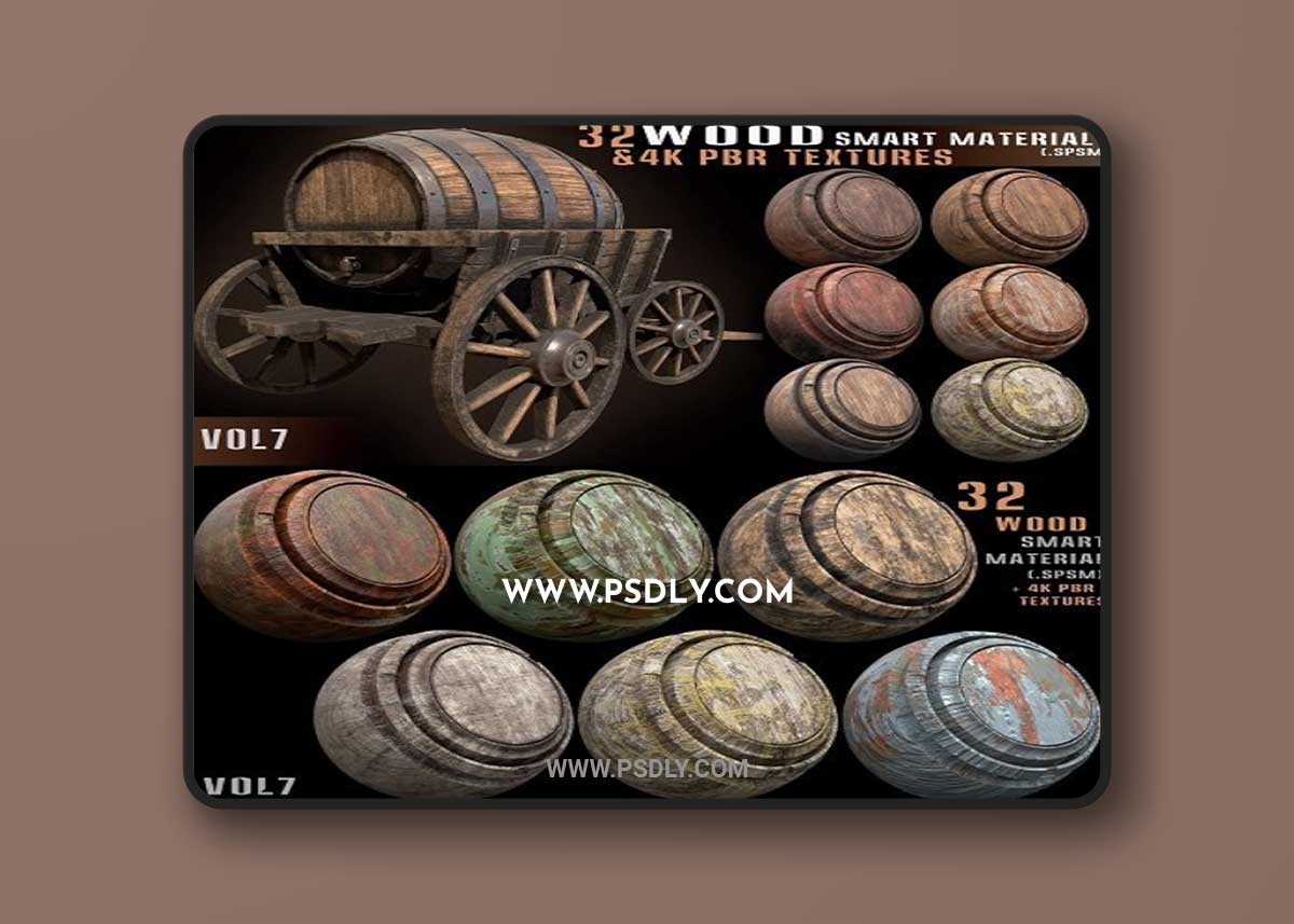 ArtStation - 32 wood smart material + 4k PBR textures - Vol 7
