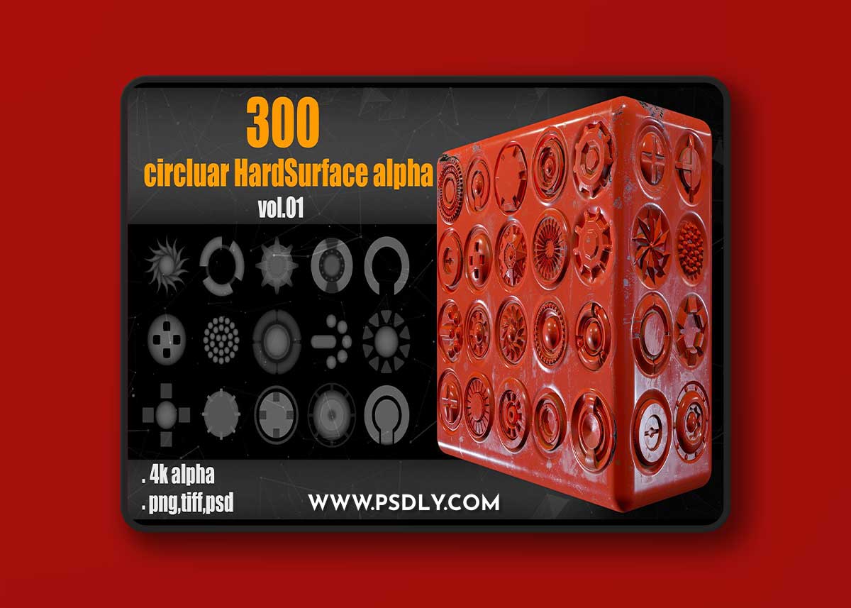 Artstation – 300 Circluar Hardsurface Alpha Vol 01