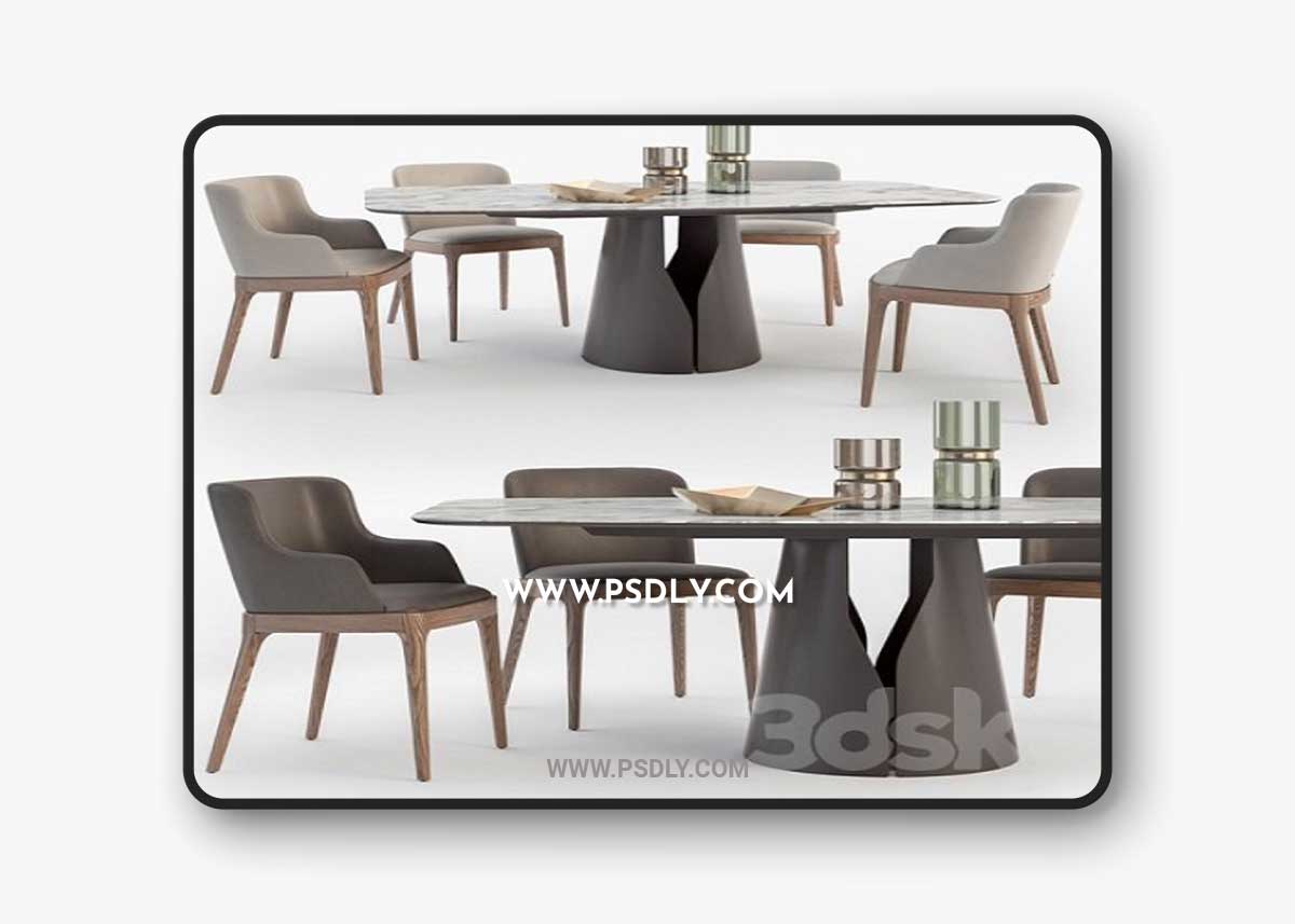 Cattelan Italia Giano table Magda chair set 3D Model