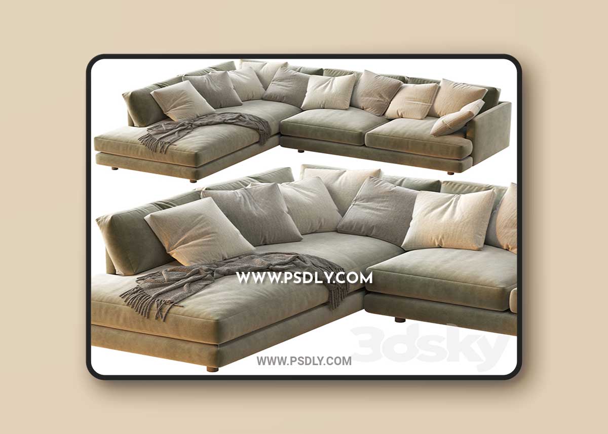 Haven 2-Piece Terminal Chaise Sectiona 3D Model