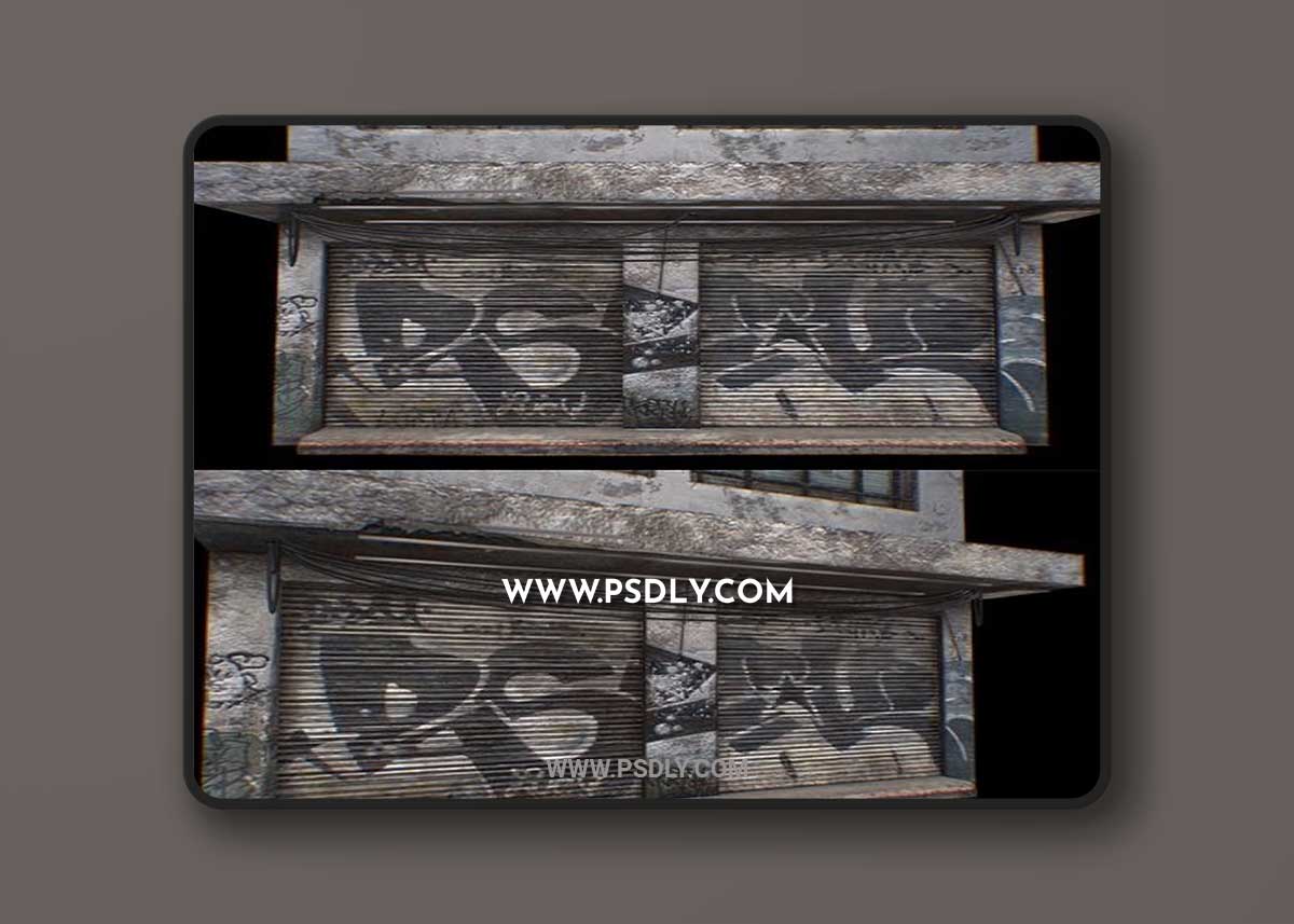 Old Street Building 01 Cyberpunk 3D Model