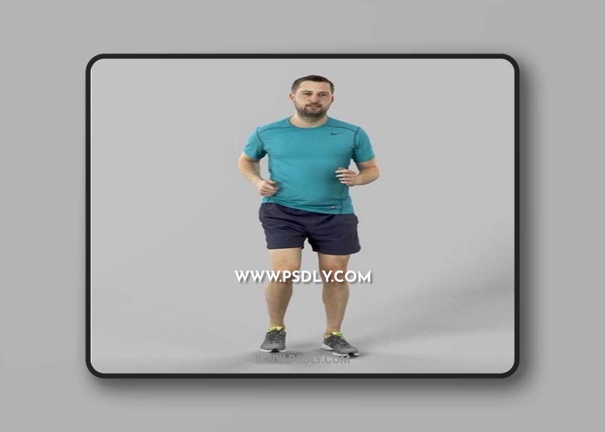 Portrait Sportswear Casual Man in Shorts Running Jogging VR / AR / low-poly 3d model