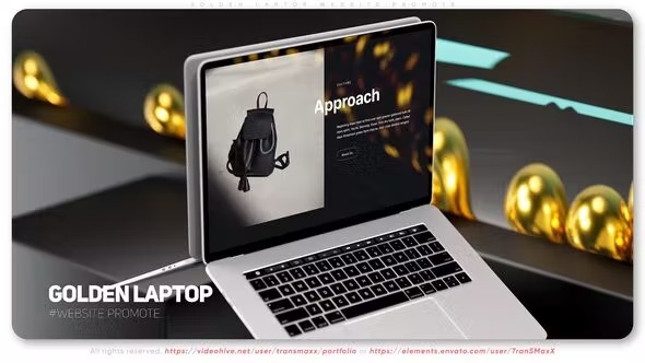 Videohive Golden Laptop Website Promote 39374533