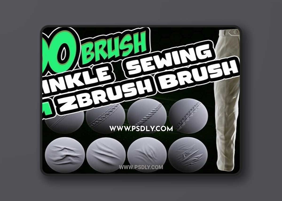 100 Fabric Brushes - Tension , Seam , Compression Folds , Stitches Zbrush