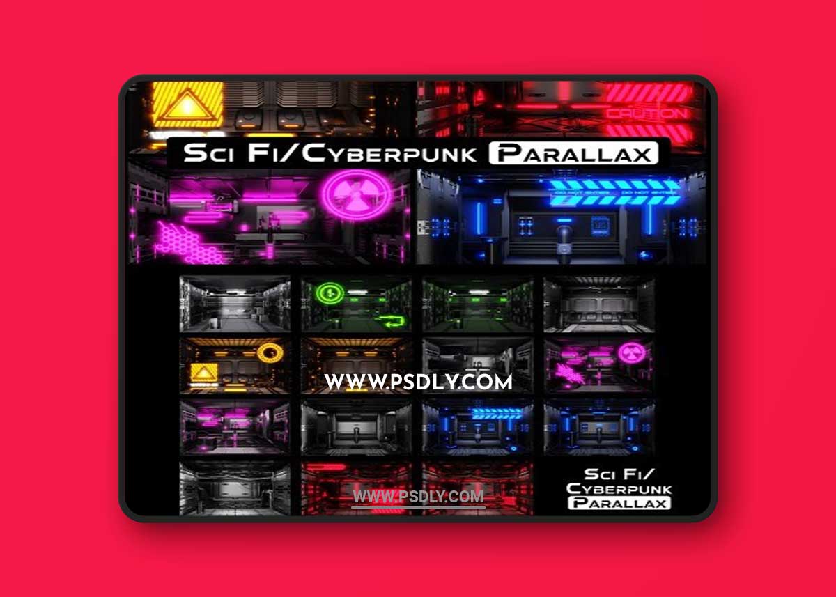 Blender Market - Sci Fi / Cyberpunk Parallax Rooms | One Click Interiors | Kpack