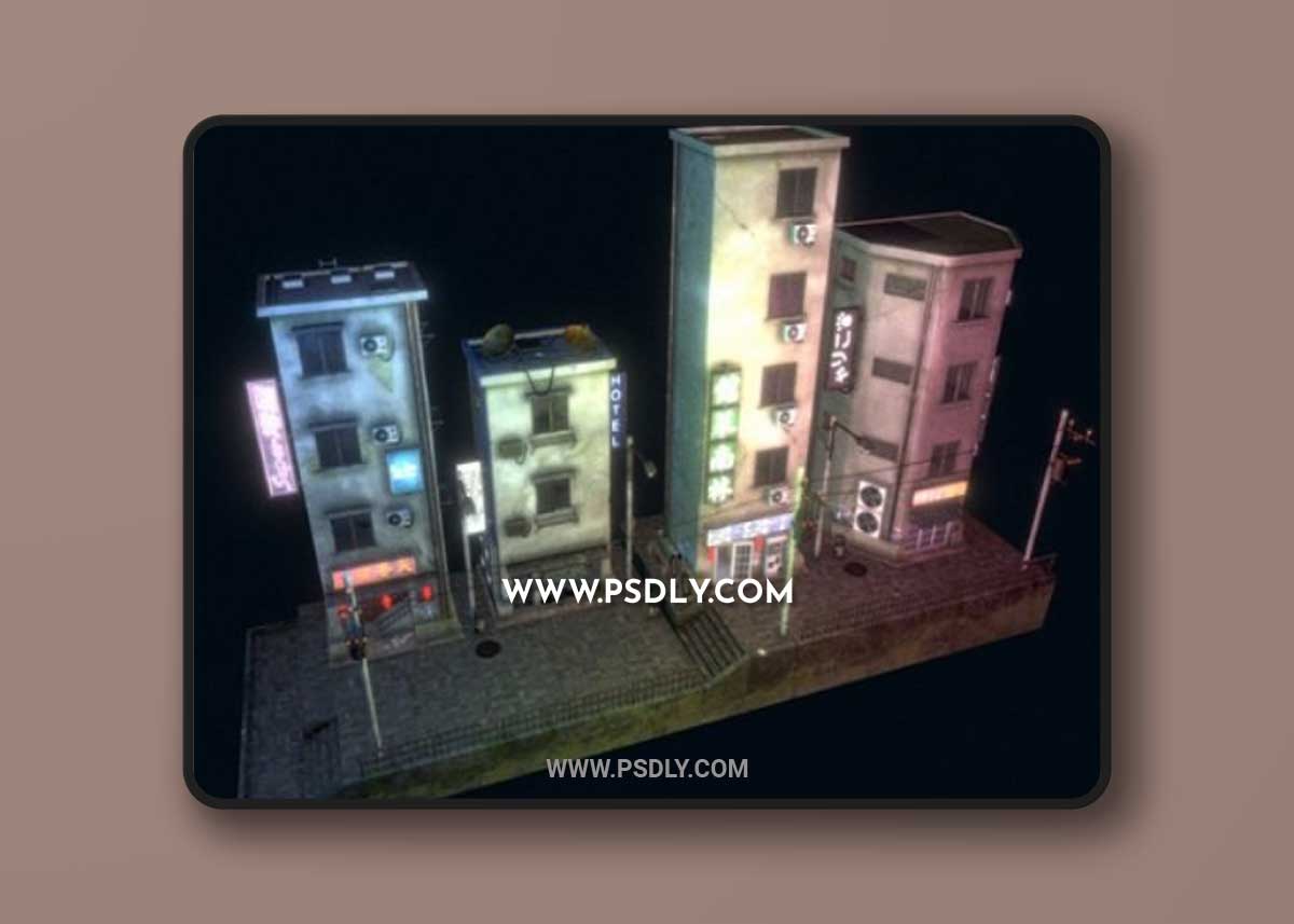 Cyberpunk Street Scene And Pack 3D Model