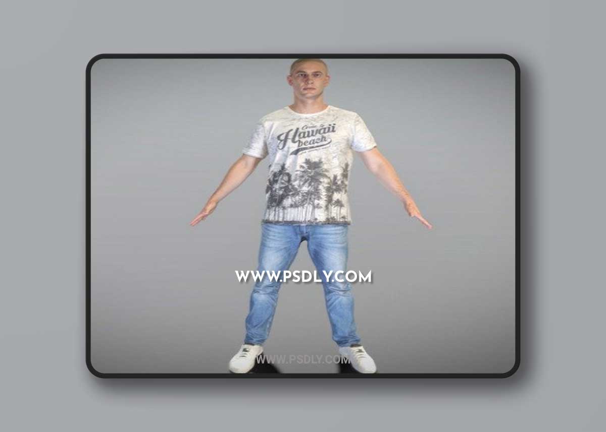 Handsome young man in a t-shirt and jeans 167 3D Model