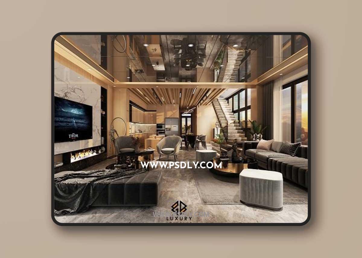 Living Room - Kitchen Interior By Tang Hoang Ha 3D Model