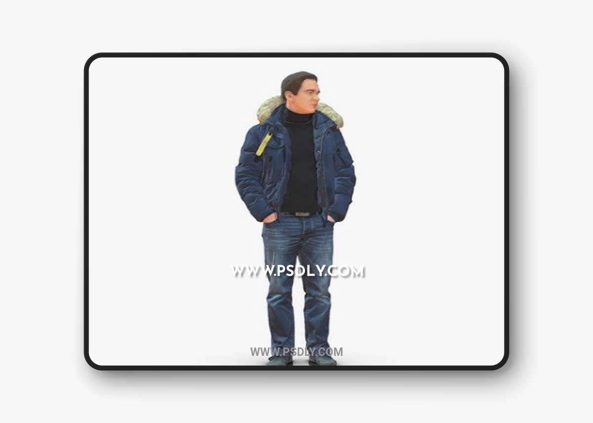 Man in a winter jacket pilot 0084 3D Model