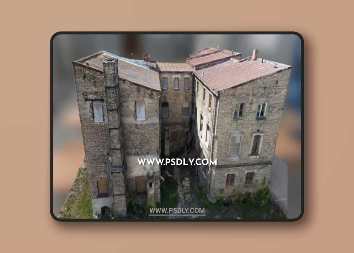 Old Brick 3-story Building 3D Model