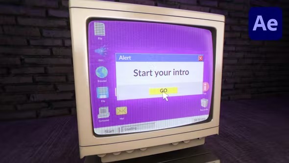 Videohive Old Computer Glitch Logo Intro 39609936